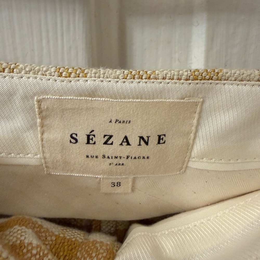 Sezane Martin crop trousers in an ochre check pattern - Picture 4 of 11